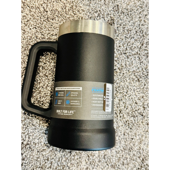 Stanley Big Grip Beer Stein 24oz Black Insulated Stainless Steel Mug - Picture 3 of 5